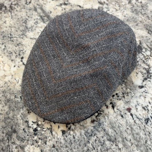 Gray and brown striped Hannover flat cap 47534