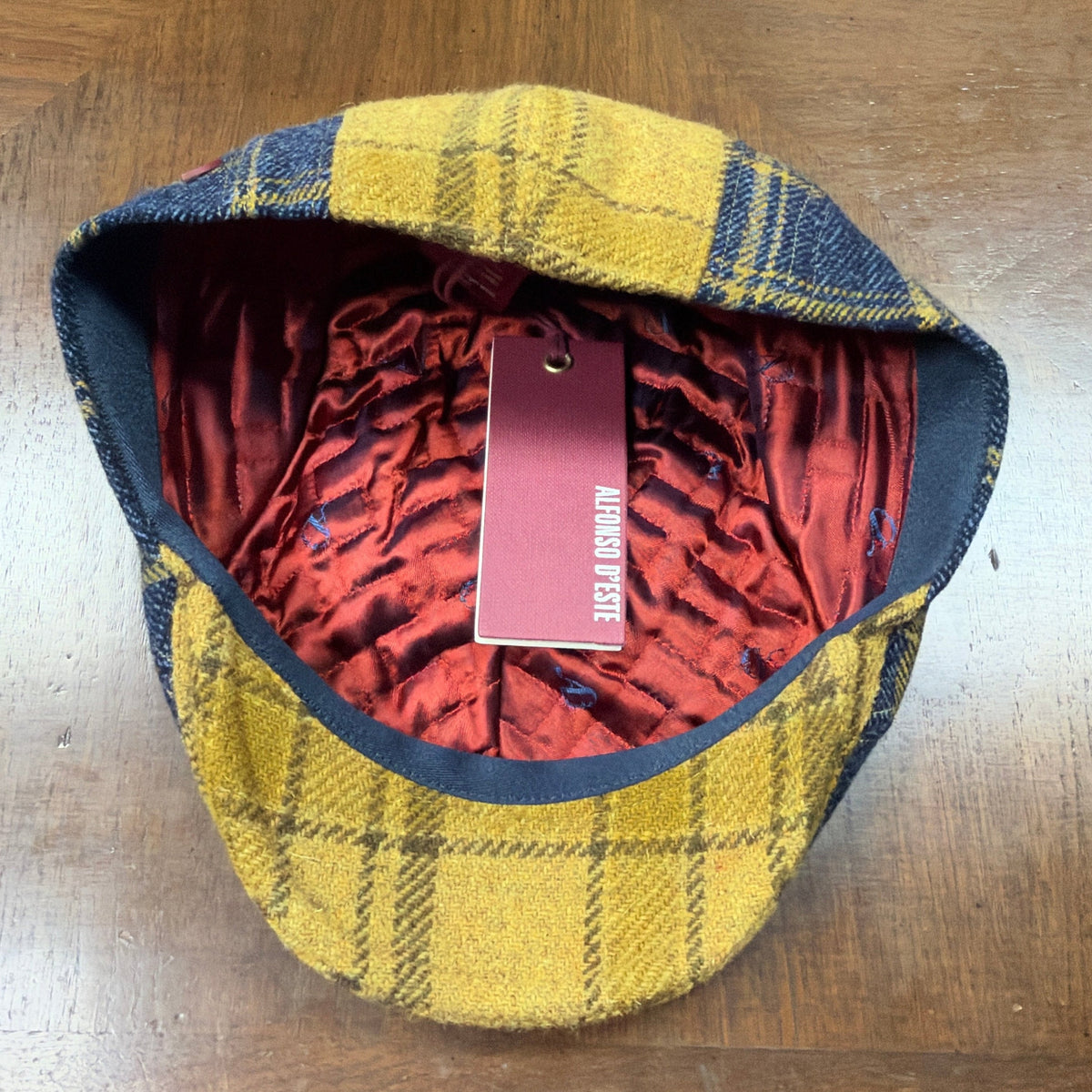 Alfonso D'Este Blue and Tan Plaids Split Flat Cap 47547