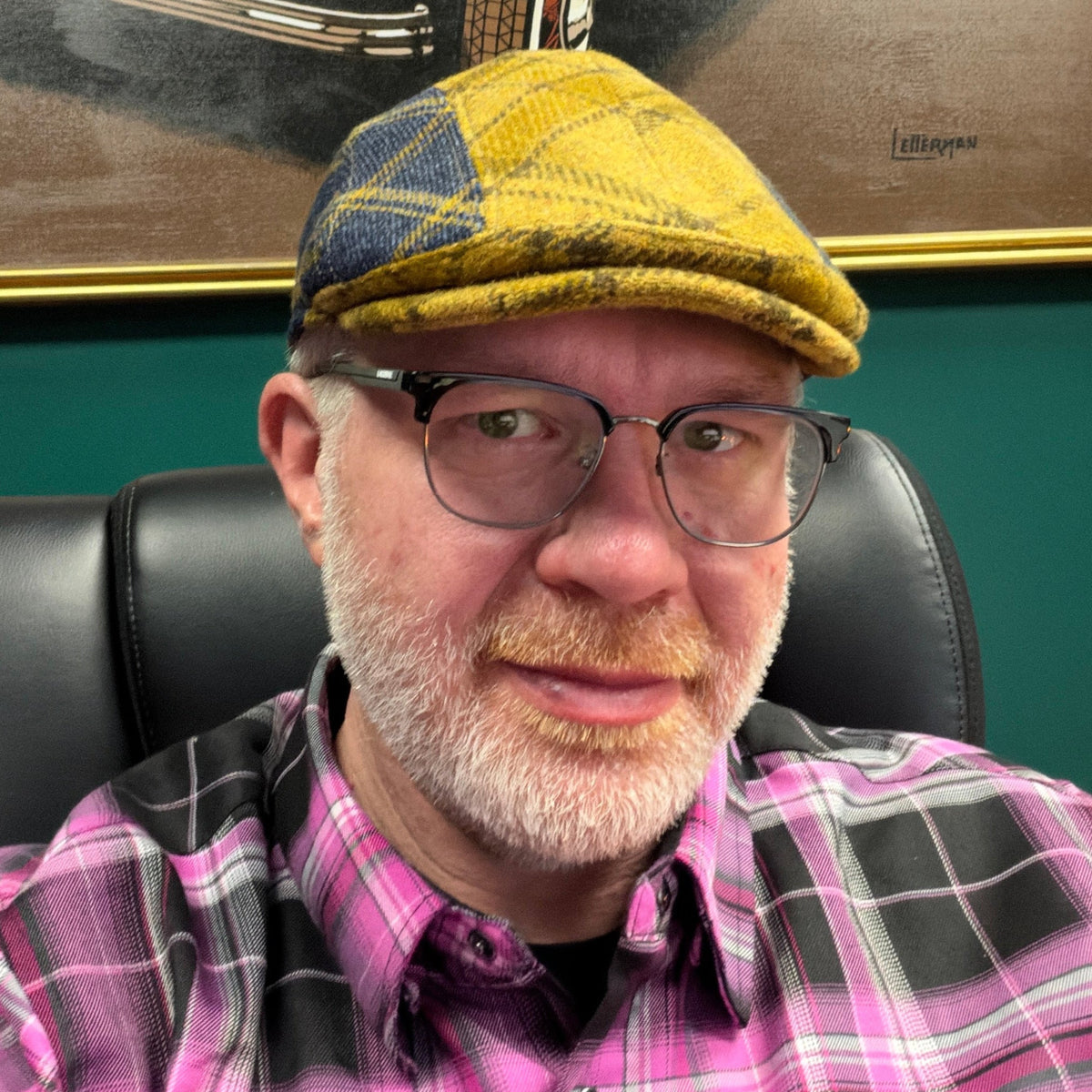 Alfonso D'Este Blue and Tan Plaids Split Flat Cap 47547