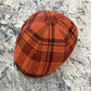 Alfonso D'Este orange plaid Like virgin wool flat cap 47550, angled view