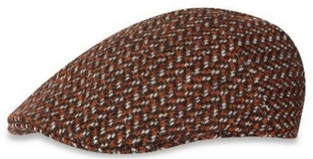 Alfonso D'est Orange and Brown Tweed Flat Cap 47778 - Ferla Baby Alpaca Wool