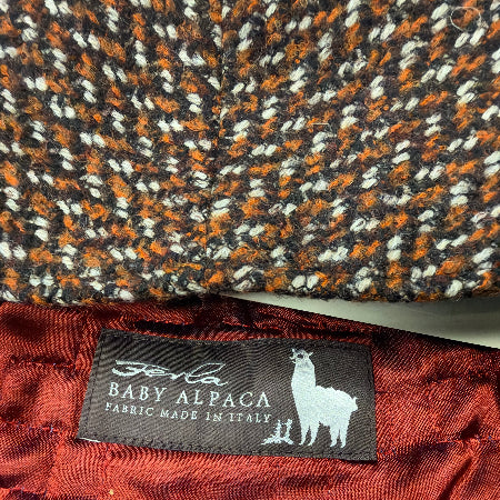 Alfonso D'est Orange and Brown Tweed Flat Cap 47778 - Ferla Baby Alpaca Wool