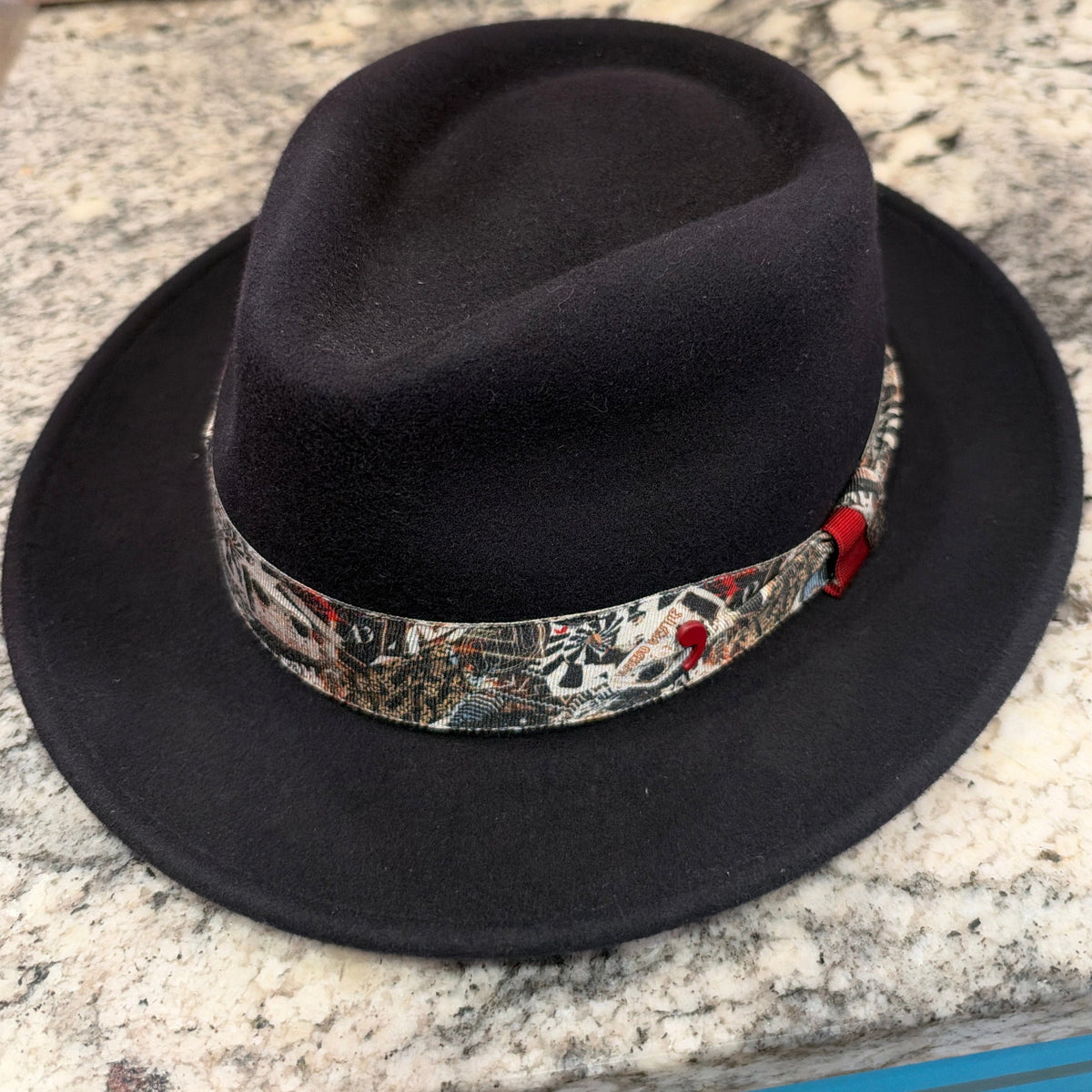 Alfonso D'est Black Wool Teardrop Fedora Hat at FunkyBrims - 47822