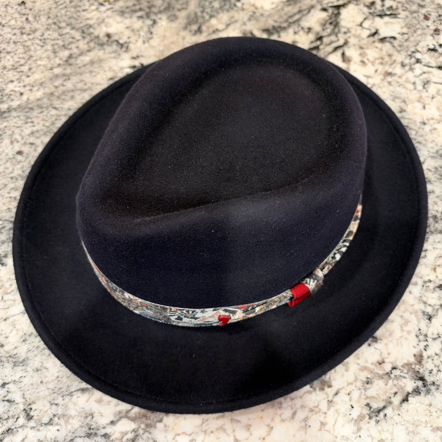 Alfonso D'est Black Wool Teardrop Fedora Hat at FunkyBrims - 47822