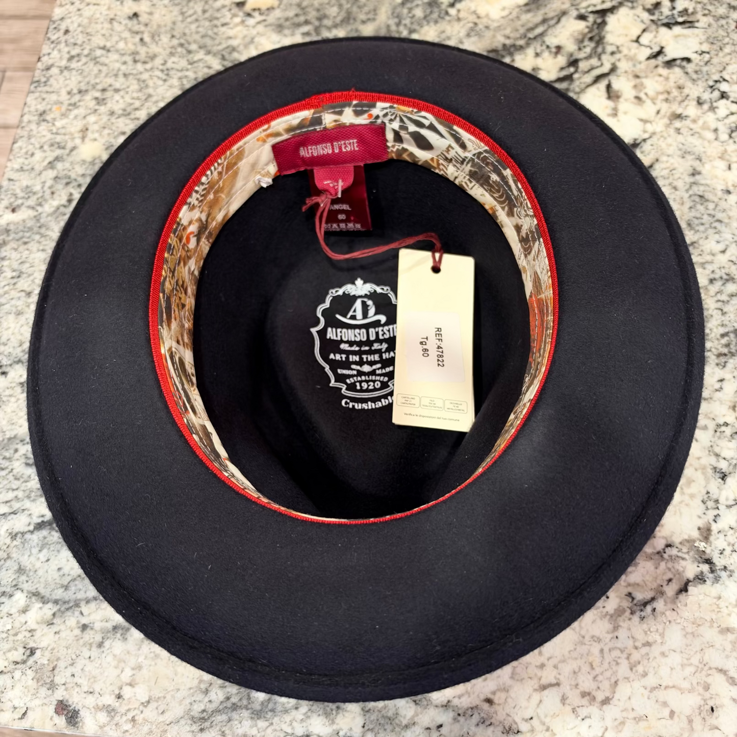 Alfonso D'est Black Wool Teardrop Fedora Hat at FunkyBrims - 47822