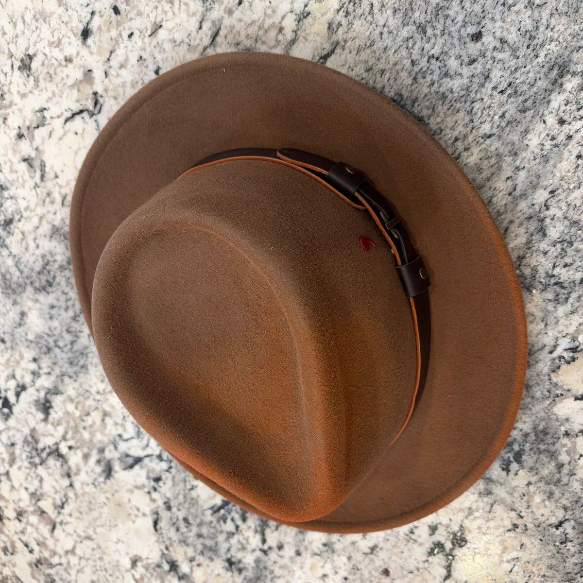 Alfonso D'Este Caramel Brown Wool Felt Fedora w/ Brown Leather Band 47837