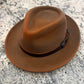 Alfonso D'Este Caramel Brown Wool Felt Fedora w/ Brown Leather Band 47837