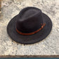 Alfonso D'Este navy Chicago wool felt fedora with brown leather band, style 48103