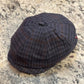 Alfonso D'Este navy and brown windowpane wool Shelby newsboy cap 49208 front