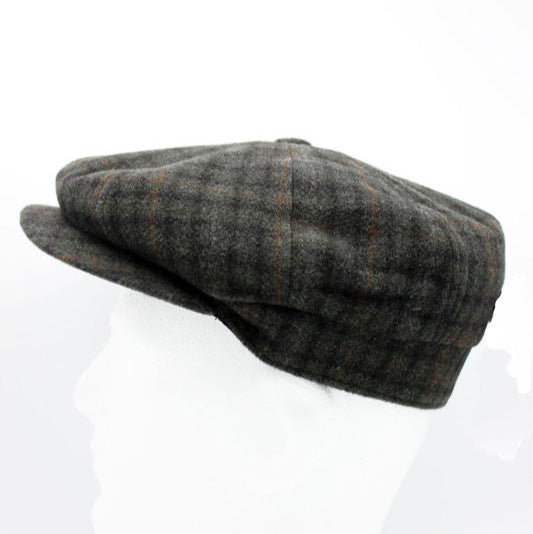 The "Stay Warm" Green Plaid Newsboy Cap with Ear Flaps by Hologramme Paris