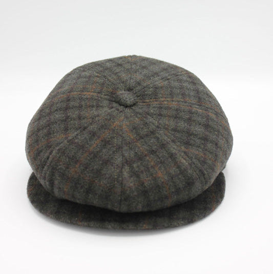 The "Stay Warm" Green Plaid Newsboy Cap with Ear Flaps by Hologramme Paris
