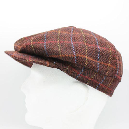 The "Rusty Bright Plaid" Wool Newsboy Cap by Hologramme Paris