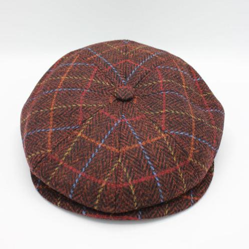 The "Rusty Bright Plaid" Wool Newsboy Cap by Hologramme Paris