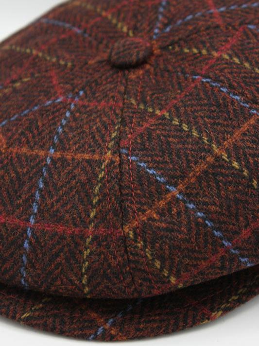 The "Rusty Bright Plaid" Wool Newsboy Cap by Hologramme Paris