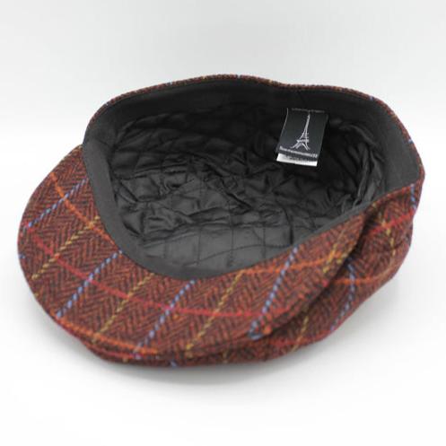 The "Rusty Bright Plaid" Wool Newsboy Cap by Hologramme Paris