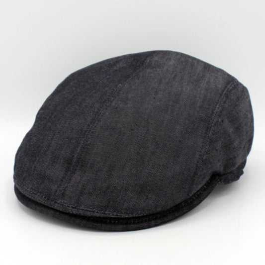 The "Shadow" - Black Denim Summer Flat Cap by Hologramme Paris
