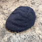 Navy Ionio wool and cashmere flat cap with checked brim