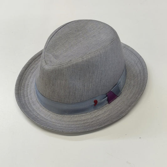 Alfonso d’Este silver gray linen fedora 50207