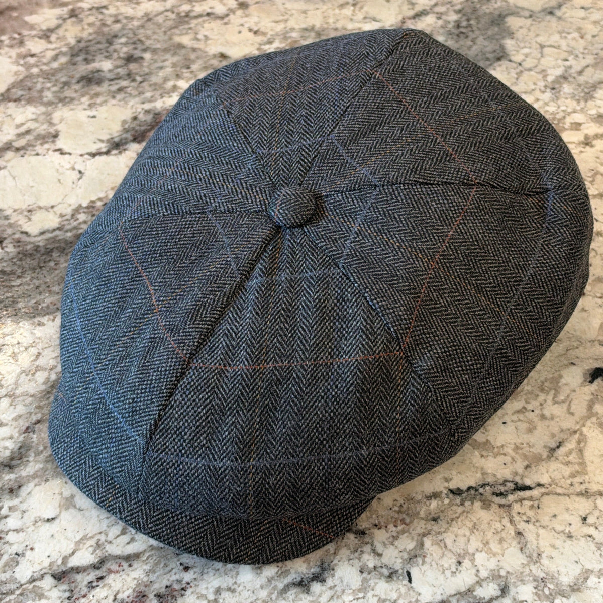 Alfonso D'este Gray Herringbone Plaid Newsboy 50681 - Parigi Shape