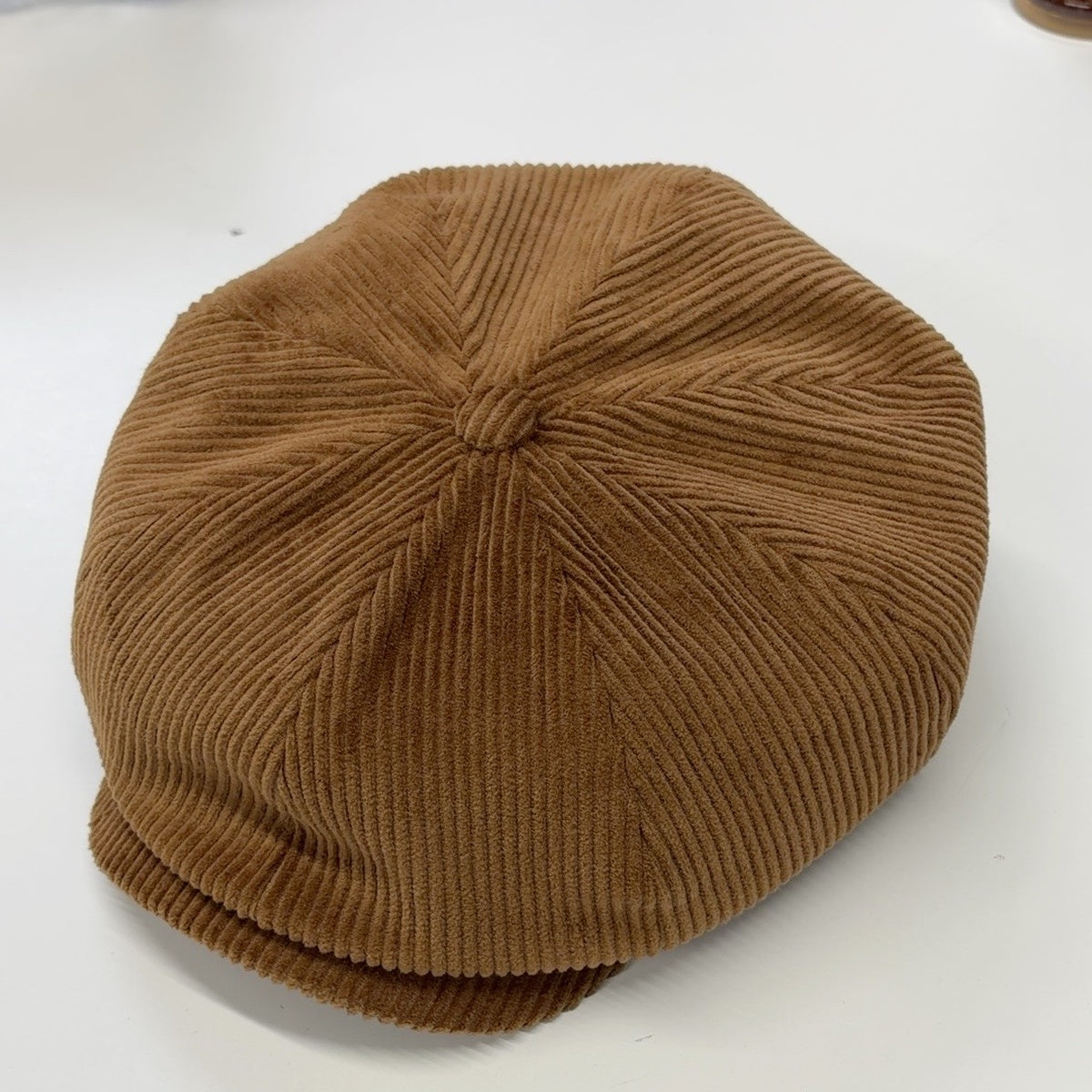 Alfonso D’Este Sinisa camel brown corduroy newsboy cap 51634