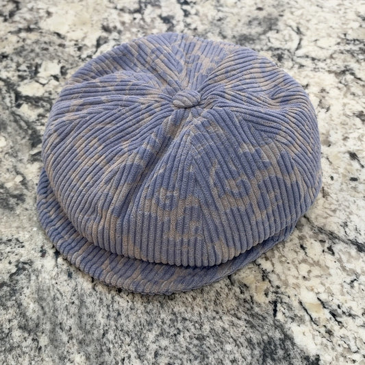Alfonso d’Este Krizia light blue patterned cotton corduroy newsboy cap 52043, front angle