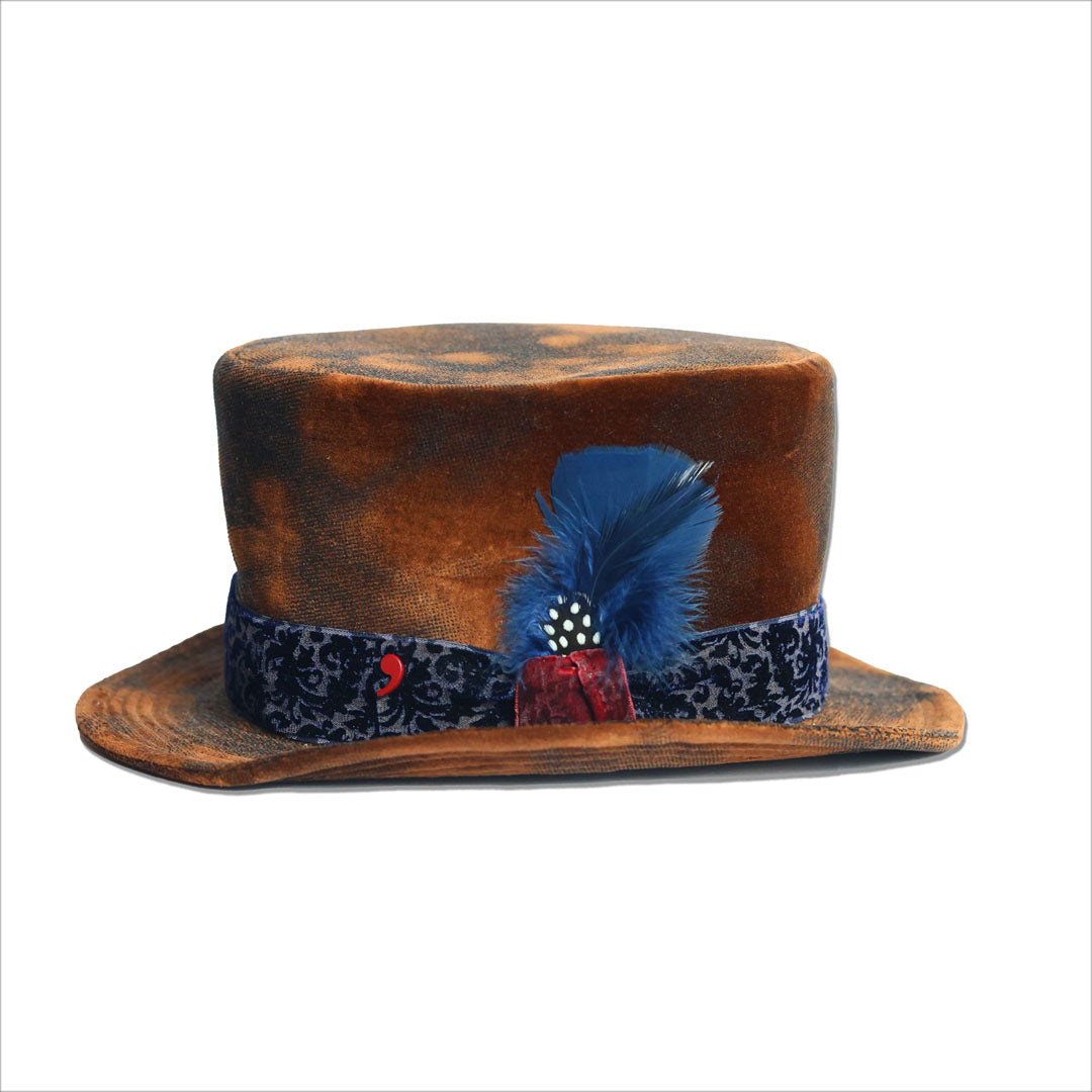 Alfonso D'est Brown Cotton Cilindro Top Hat at FunkyBrims - 52056