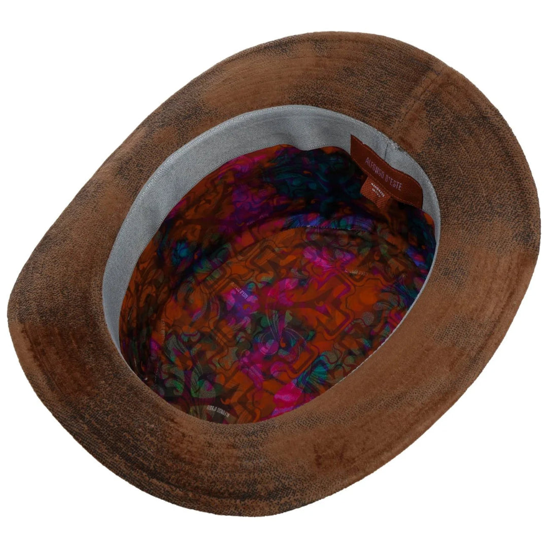 Alfonso D'est Brown Cotton Cilindro Top Hat at FunkyBrims - 52056