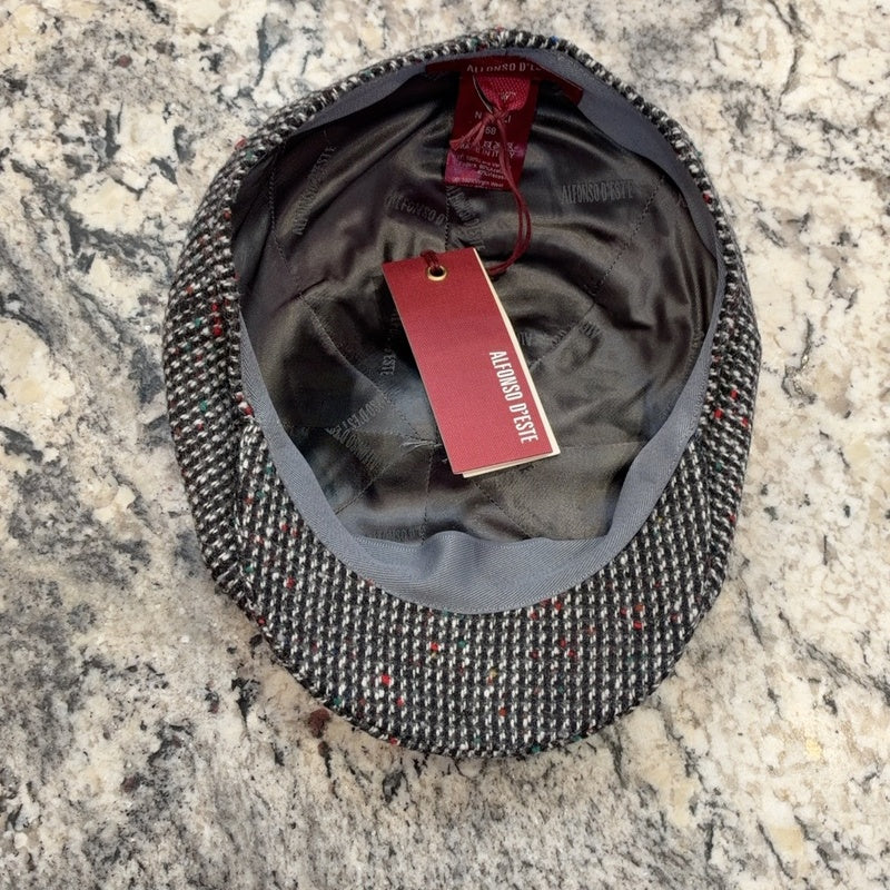 Lining inside Alfonso d’Este Napoli virgin wool newsboy 52263