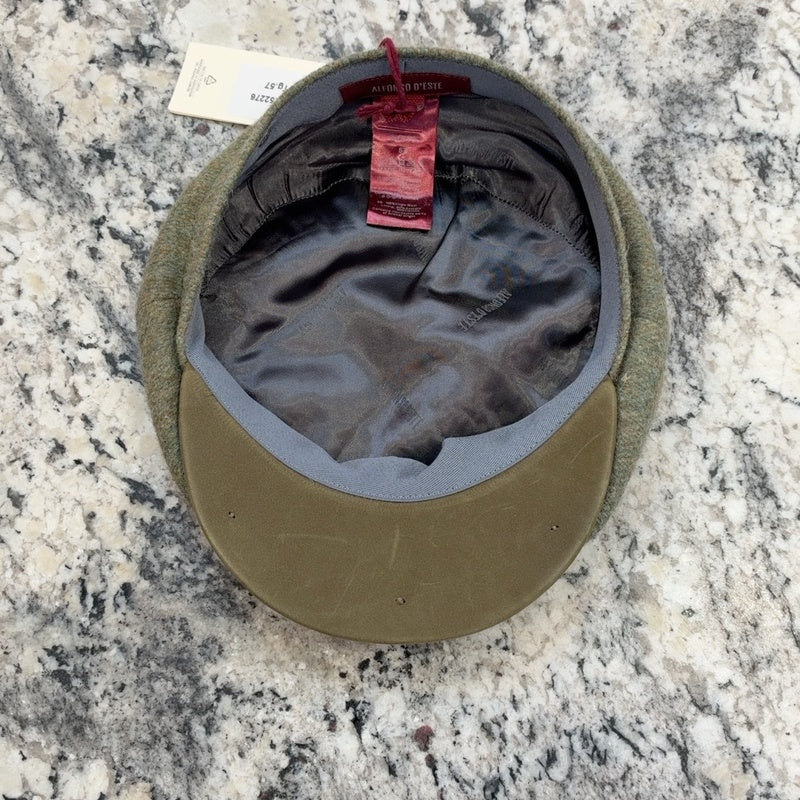 Olive leather underbrim and satin lining of Alfonso d’Este Kyoto cap 52276