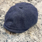 Alfonso d’Este Shelby heather blue virgin wool and cotton newsboy cap 52446, front angle