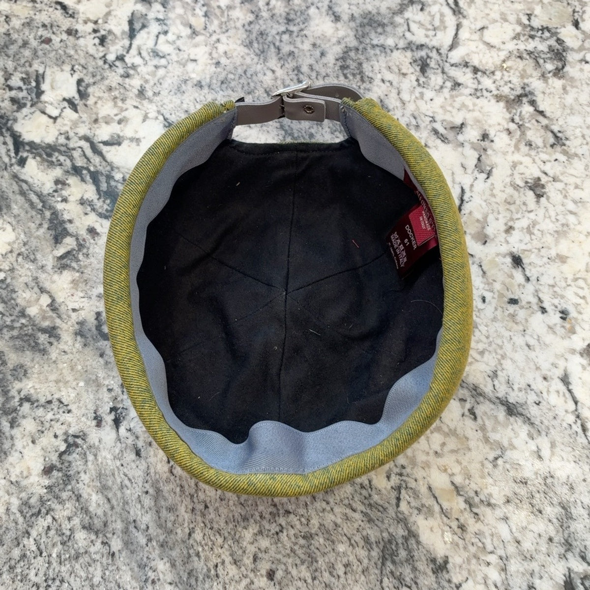 Black lining inside Alfonso D'Este green denim Docker cap 52454