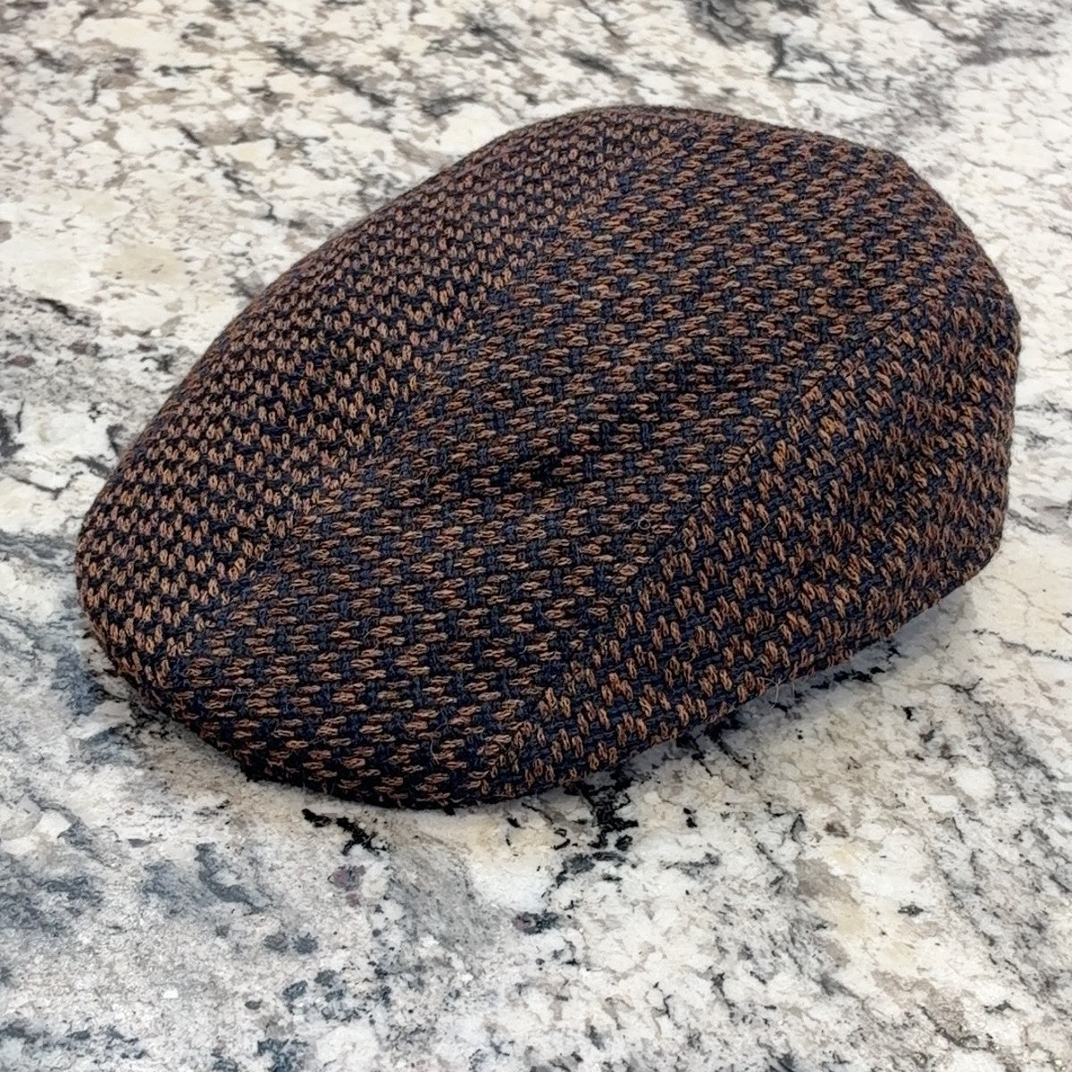 Alfonso d’Este Hannover navy and copper Ferla baby alpaca cap 52493, three-quarter view