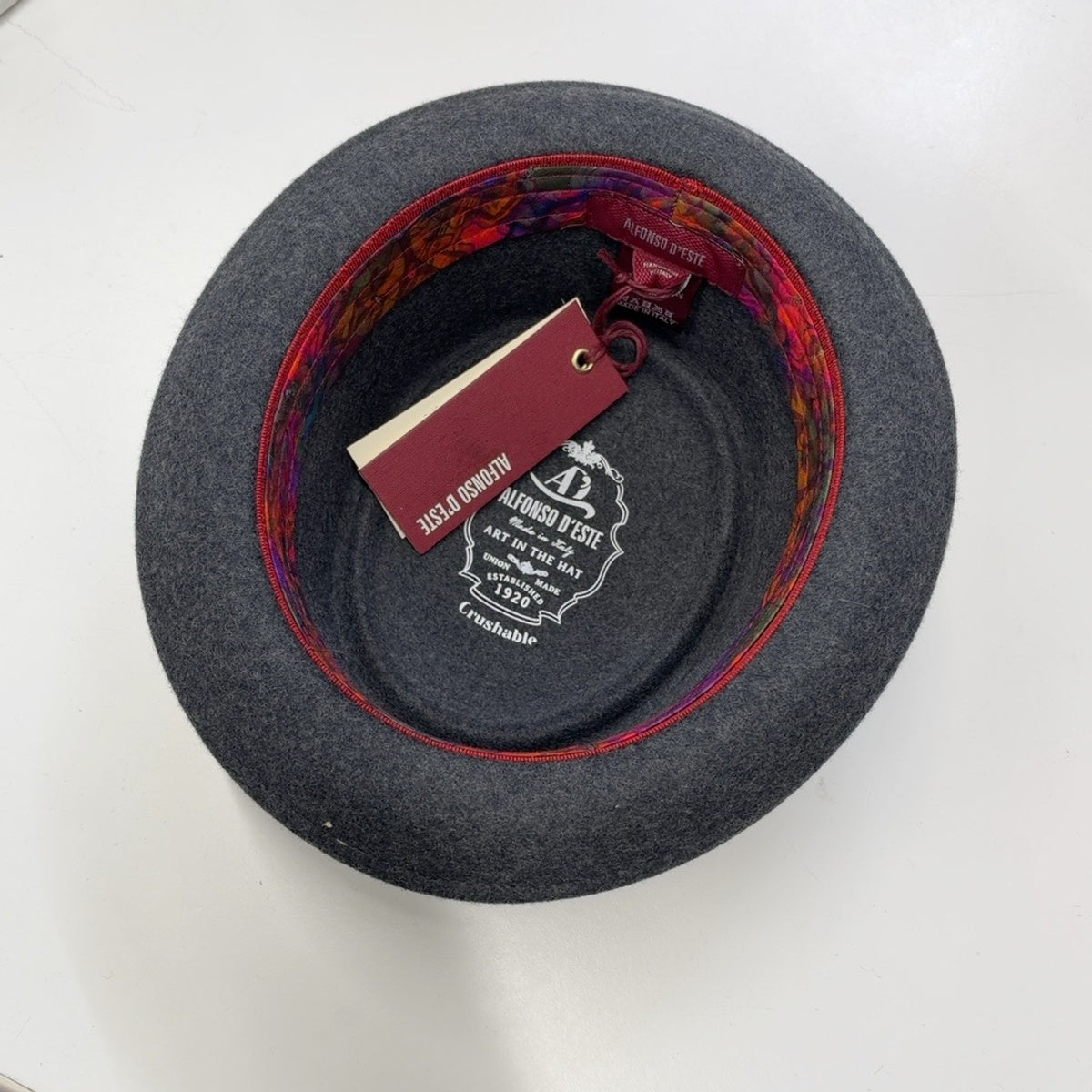 Crushable wool felt interior and colorful sweatband of gray Music Man hat 52771