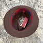 Interior of Anversa fedora showing colorful sweatband and crushable marking