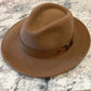 Alfonso D'est Tan Wool Teardrop Fedora Hat at FunkyBrims - 52796