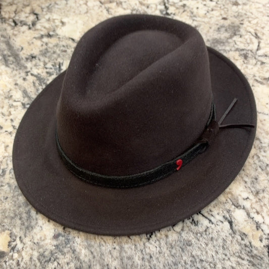 Alfonso D'Este charcoal Orlando crushable wool fedora 52812 with black leather band