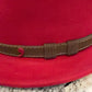 Brown leather band with contrast stitching and red Alfonso emblem on fedora 52821