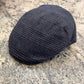 Alfonso d’Este Ionio navy and gray plaid wool blend flat cap 52892, three-quarter view