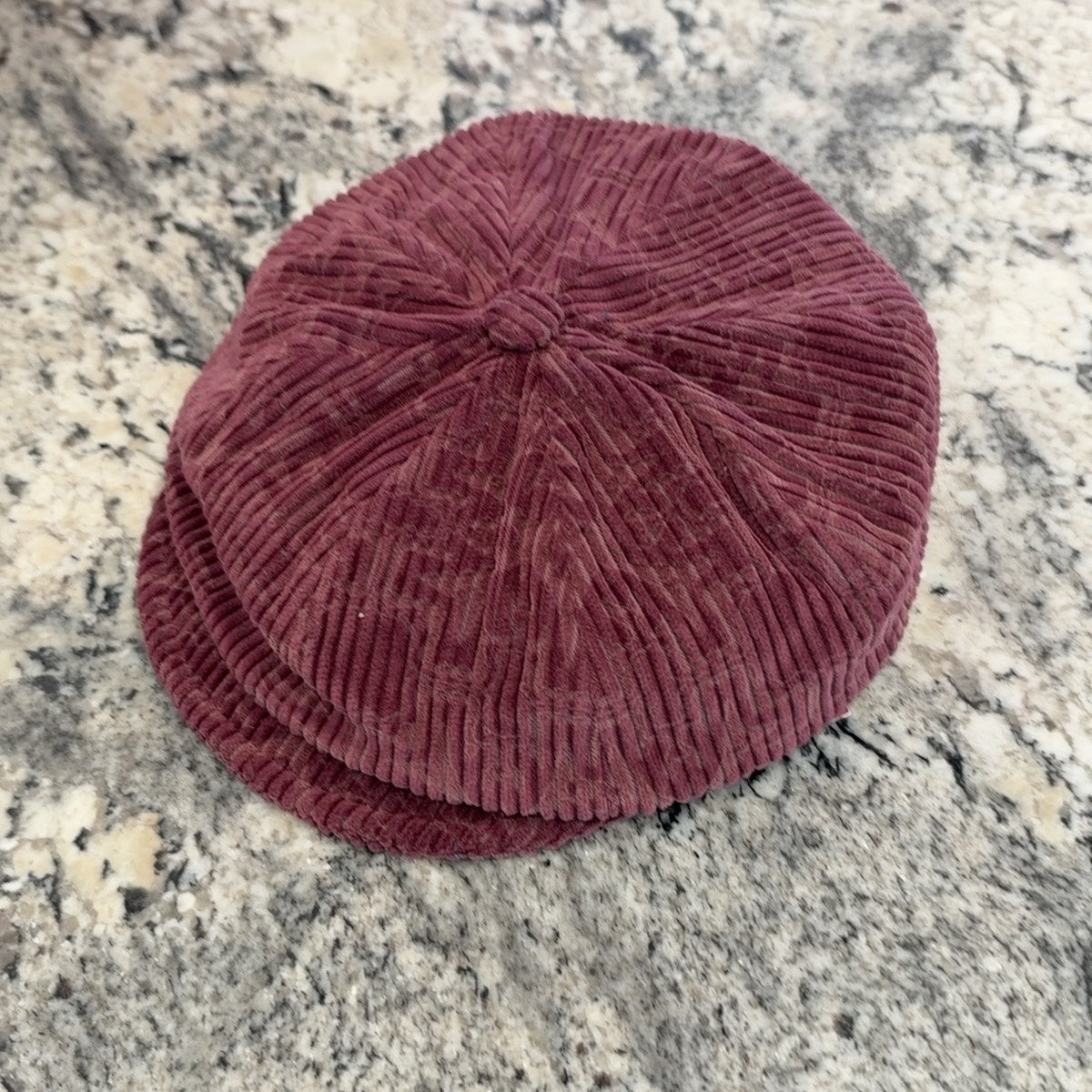 Alfonso d’Este Krizia burgundy cotton corduroy newsboy cap 53707, front angle