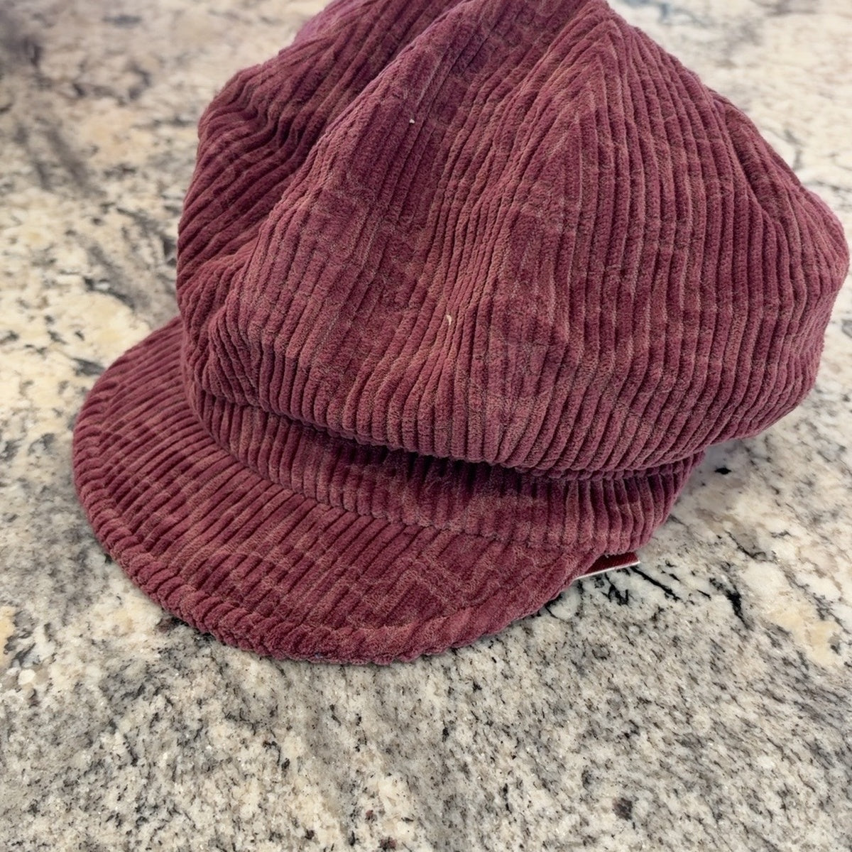 Alfonso d’Este Krizia burgundy cotton corduroy newsboy cap 53707, side view