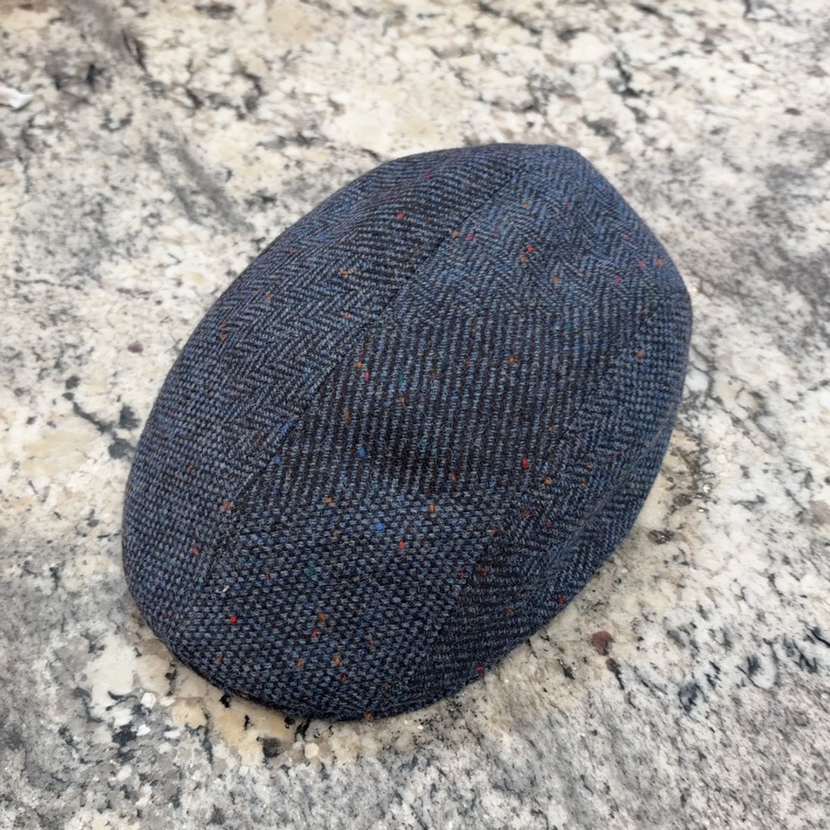 Alfonso D'Este blue flecked wool Hannover flat cap 53780