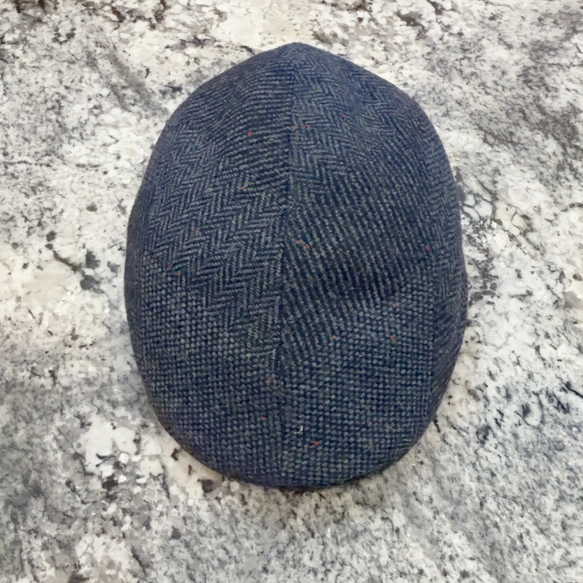 Alfonso D'Este blue flecked wool Hannover flat cap 53780, top view