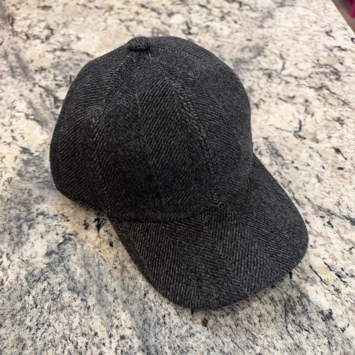 Alfonso D'Este 100% Cashmere Gray Herringbone Baseball Cap 54537