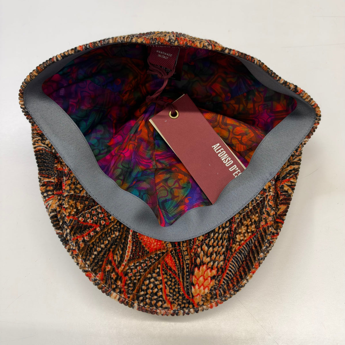 Alfonso D'Este Orange Paisley Flat Cap 54720
