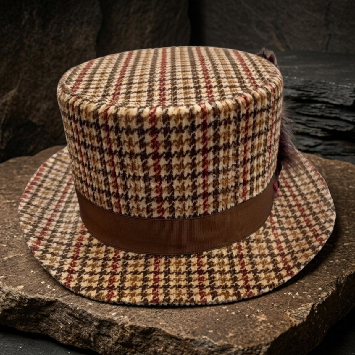 Cilindro 54968 cotton check top hat rear view