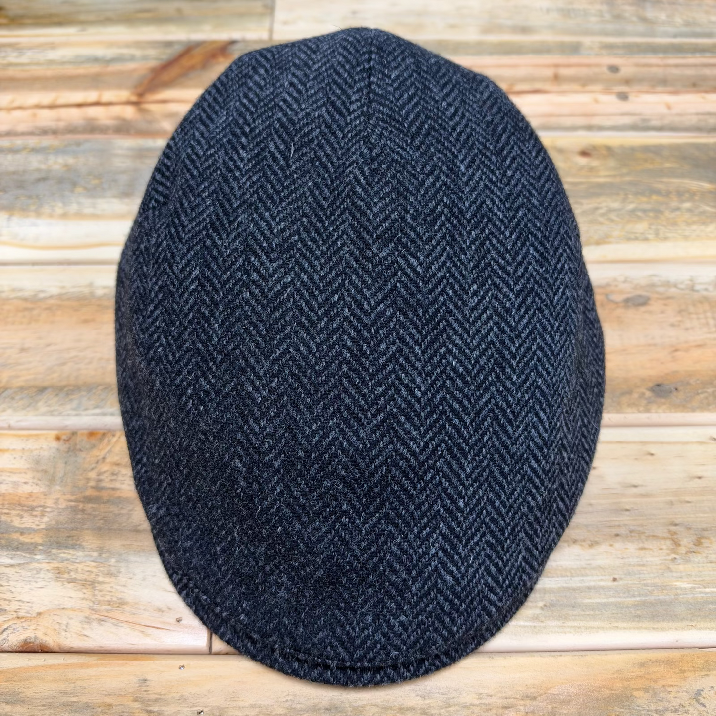 Alfonso D'est Gray Herringbone Flat Cap 55457 - 100% Virgin Wool