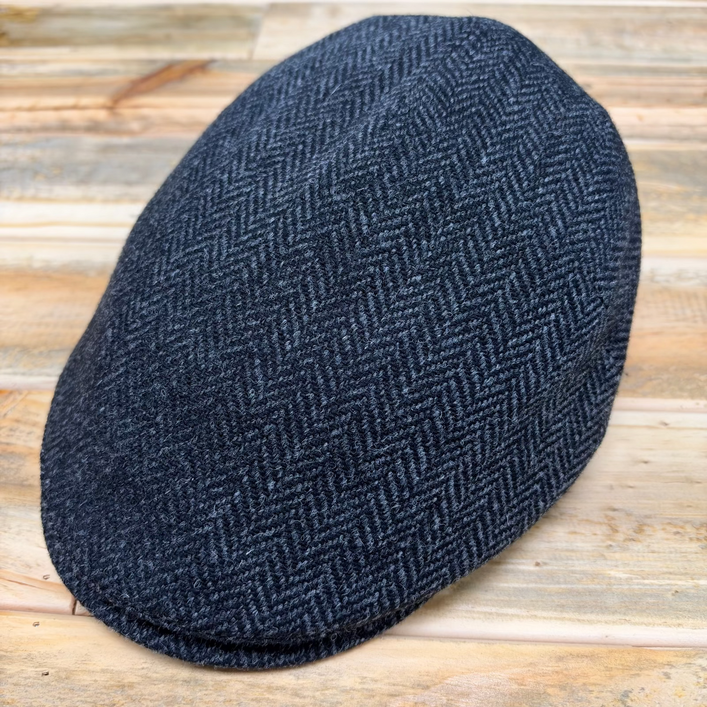 Alfonso D'est Gray Herringbone Flat Cap 55457 - 100% Virgin Wool