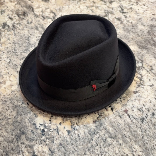 Black wool diamond pork pie hat 55919