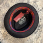 Interior of black wool pork pie hat
