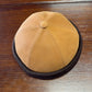 Alfonso D'Este cognac leather Docker cap with brown cotton band 56573